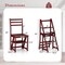 Costway 3-Step Folding Step Ladder Chair with Bamboo Frame Convertible Ladder Stool Reddish Brown/Natural